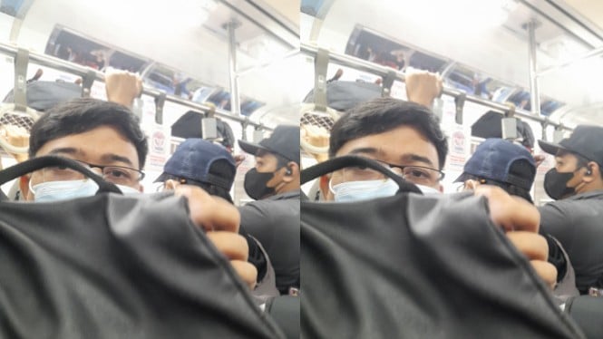 Viral penumpang KRL alami pelecehan seksual sebar foto pria berkaca mata
