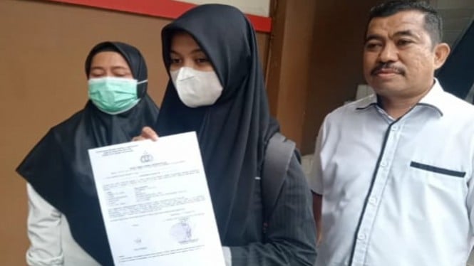 Korban membuat laporan ke SPKT Polrestabes Palembang